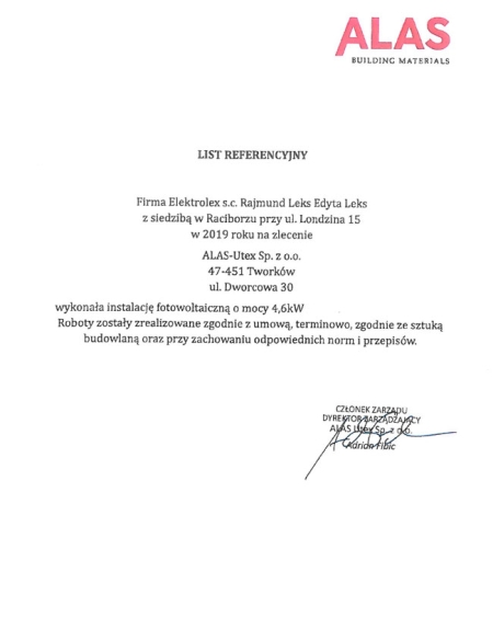 Alas wykonanie instalacji fotowoltaicznej